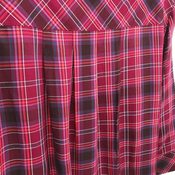 J Jill Womens Long Sleeves V Neck Pullover Plum Multi Plaid Tunic Top - Picture 5 of 8